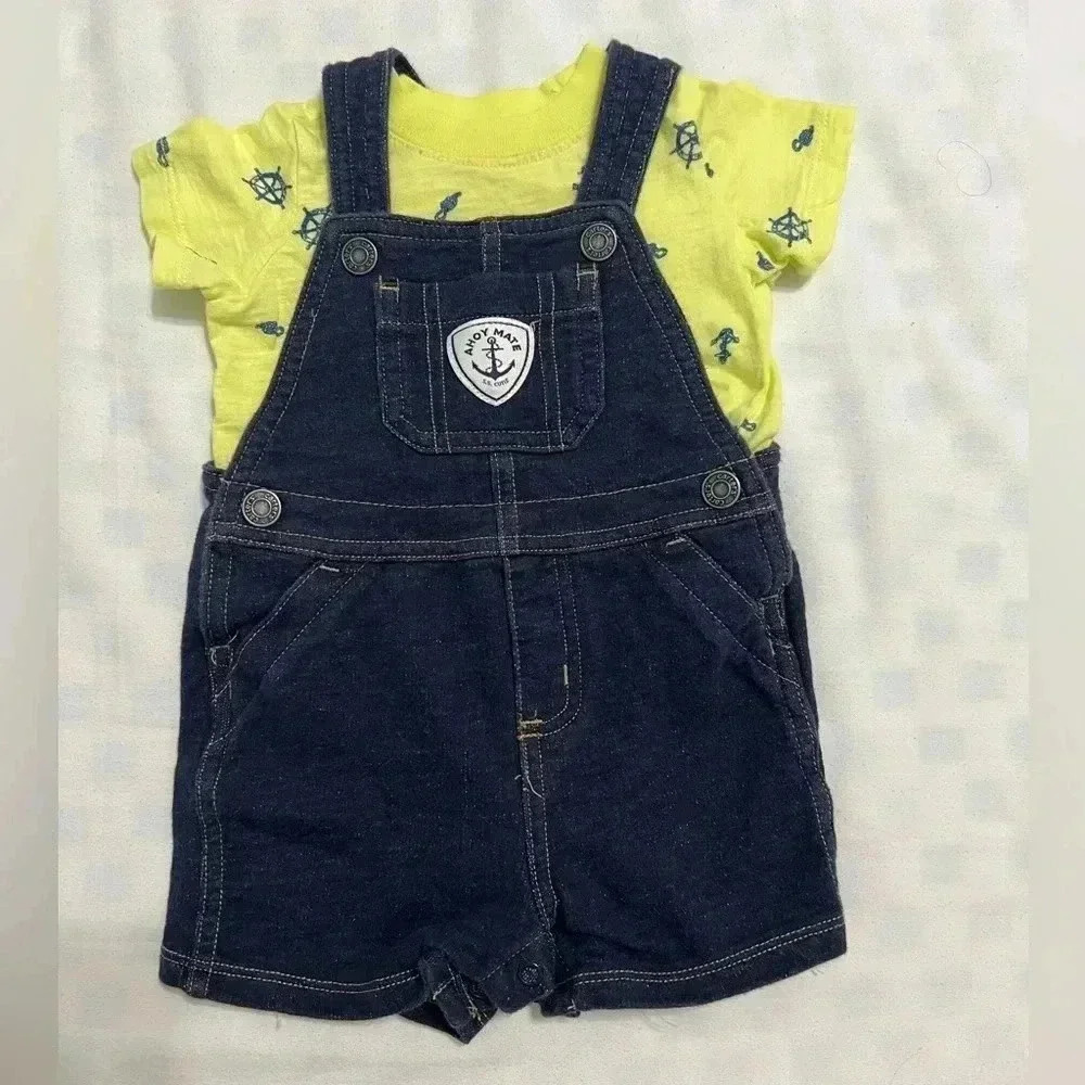 Carter's Ahoy Mate Overalls and Nautical Tee (Size 6 Months) - Picture 2 of 9
